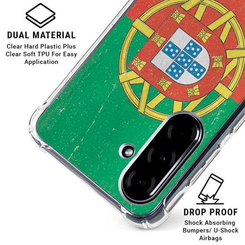 Portugal Flag Distressed Galaxy A36 5G Clear Case